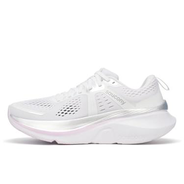 Imagem de Saucony Tênis de corrida feminino Guide 18 Road, Branco/Fúcsia, 36