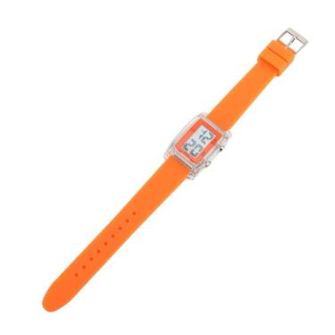 Imagem de Generic Relógio LED, Silicone Strap Digital Sports Watch El Night Light Water Resistente às 12/24 Horas para Adolescentes (Cinta de laranja translúcida)