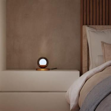 Imagem de Kit 2 Luminarias De Mesa Abajur Quarto Dormitorio De Casal Decorativo Lampada Incluso Bivolt (Dourado Globo Fume)