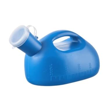 Imagem de Kokiya Garrafa de mictório masculina portátil com alça, móvel, à prova de vazamento, garrafa de xixi para incontinência, 2000ml para viagens, direção, carro, Azul