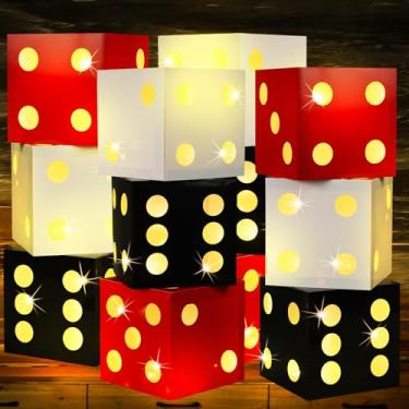 Imagem de Motipuns 12 Pcs Large Dice Favor Boxes with Light, 6.7 Inch Dice Box Casino Party Decorations, Balloon Boxes for Las Vegas Game Night Graduation 2025 Prom Birthday Party Decorations