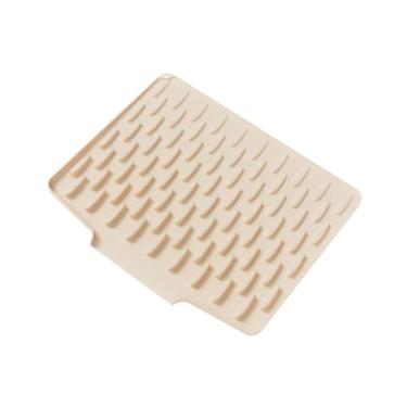 Imagem de ＫＬＫＣＭＳ Tapete de silicone para secagem de louças, almofada de secagem fácil de limpar, antiderrapante, para escorredor de louças embaixo da pia da cozinha, Bege