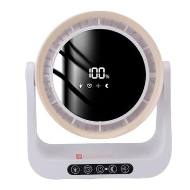 Imagem de Diydeg Fã de Circulador de Ar, Ventilador de Mesa de Exibição Digital USB Com Controle Remoto, fã Portátil Sem Lâmpada para Desktop para Quarto, Escritório, Cozinha, Viagem (Café branco)