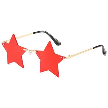 Imagem de BOJOD Óculos de sol femininos em formato de coração com gotas para mulheres, óculos de sol modernos para festas, Óculos de sol com estrela vermelha, Small