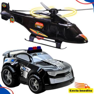 Imagem de Kit Brinquedos Infantil 2 Viaturas+ 2 Helicópteros Polícia e Bombeiro 