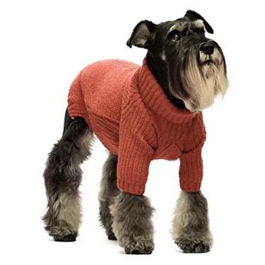 Imagem de Fitwarm Suéter térmico para cachorro de tricô para cachorro, roupas para animais de estimação, jaqueta de gola rolê, roupa para filhotes, gato, vermelho, grande