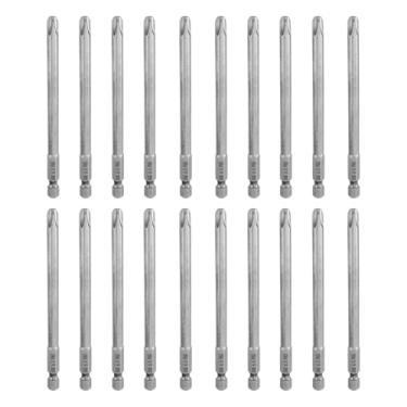 Imagem de HARFINGTON 20 peças de chave de fenda Phillips número 3 PH3 haste sextavada de 1/10.2 cm (110 mm) de comprimento magnético S2 aço industrial broca elétrica cabeça cruzada broca elétrica haste de 0,24
