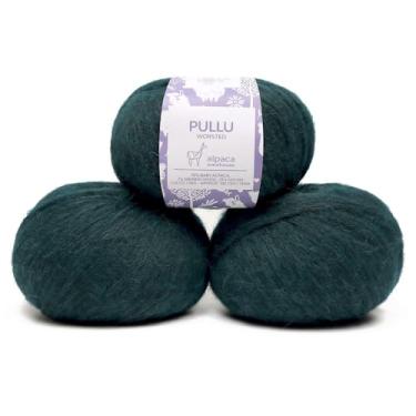 Imagem de Pullu - Conjunto de 3 novelos de lã de merino de alpaca bebê (150 gramas) peso penteado - proveniente diretamente do Peru - Celestial macio e perfeito para tricô e crochê (verde esmeralda)