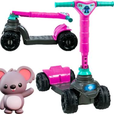 Imagem de Triciclo Carrinho de passeio Andador para Bebê Diversos Modelos Confortáveis Seguro com acessórios removiveis Cestinha Buzina presente criança 1 ano menino menina 12 meses (Patinete 4 rodas Rosa)