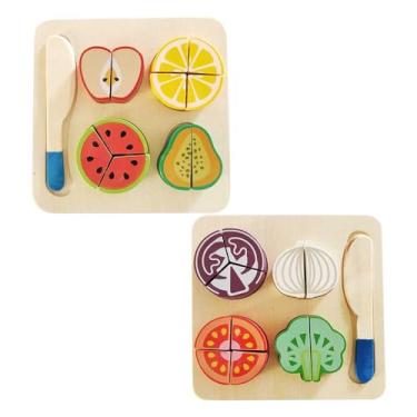 Imagem de Tabuleiro Brinquedo Cozinha de Madeira Frutas ou Legumes