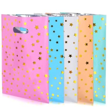 Imagem de 50 peças de sacolas de lembrancinhas de festa para crianças, sacolas de presente de plástico para crianças, meninas, meninos, doces de festa de aniversário, embrulhos de presente (50 peças de padrão