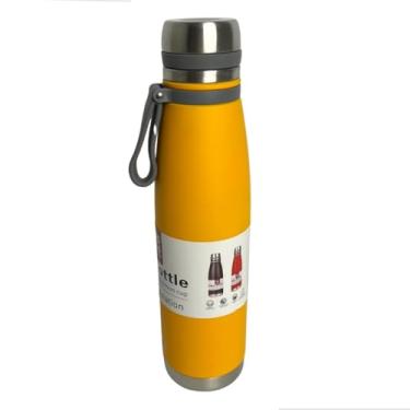 Imagem de Garrafa Térmica Aço Inoxidável 850ml Água Quente Ou Fria Com Alça Para Treino Caminhada Academia (Amarelo)