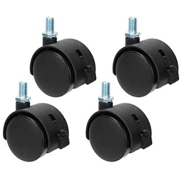 Imagem de Ymiko Rodas de Mesa, 4pcs Pu Casters Com Rodas de Giro Giratório do Freio Rodas de Reposição para Cadeira de Escritório 1.5in Wheel Universal para Gabinete Bookshelf Black
