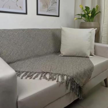 Imagem de Manta para Sofá King Size 3,00m x 1,80m – 100% Algodão | Protetor Decorativo Gigante e Confortável (King Marrom mesclado claro)