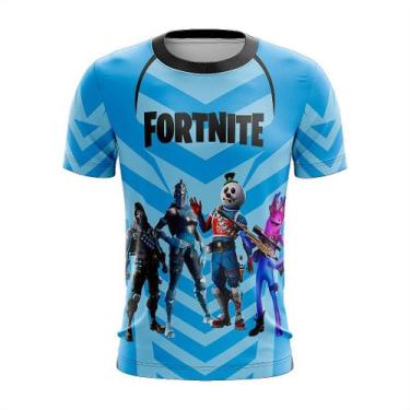 Imagem de Camisa Fortnite Personalizada com nome Azul Tecido Dry Jogo Leve e Mac