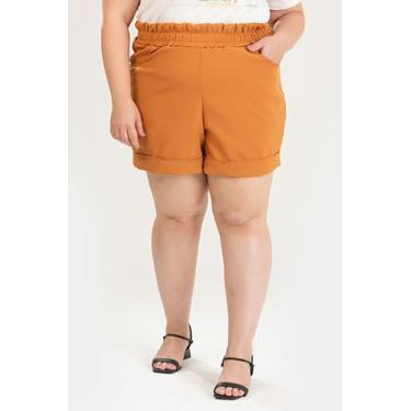 Imagem de Bermuda Alfaiataria Plus Size Botão Lateral - Serena, G1, Caramelo