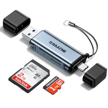 Imagem de SAMZHE Leitor de cartão SD USB C USB 3.0 leitor de cartão micro SD adaptador de leitor de cartão de memória para SD SDHC SDXC MicroSD compatível com iPhone 16 15 Pro/Pro Max Samsung Android, PC