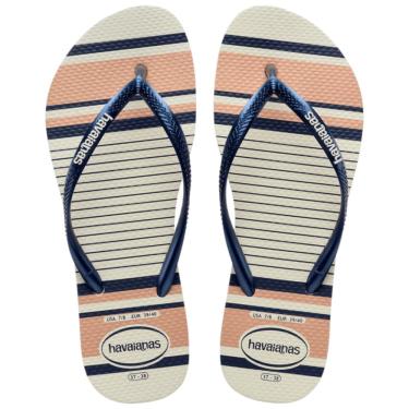 Imagem de Chinelo Slim Nautical, Havaianas, Meninas, Branco/Marinho, 23/24