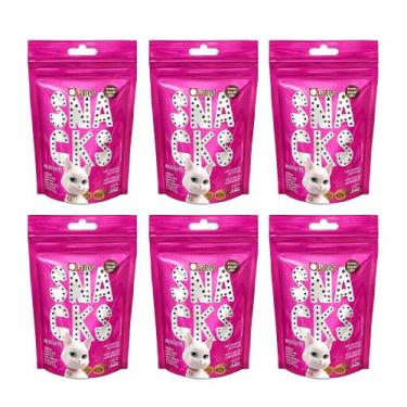 Imagem de Kit 6 Petisco Quatree Snacks Nuggets Gatos Bola e Pelo 60g cada