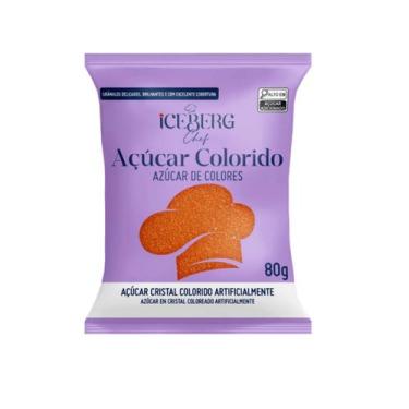 Imagem de Açúcar Cristal Colorido para Confeitaria Fina 80g cada Iceberg, Laranj