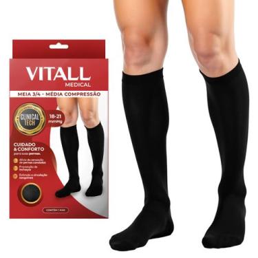 Imagem de Meia Média Compressão 1802 Com Ponteira 1821 mmHg Varizes Inchaço Trab