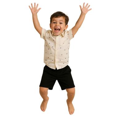Imagem de Conjunto Infantil Masculino Camisa Estampada + Shorts Preto