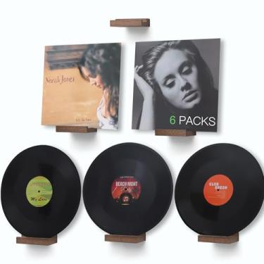 Imagem de NIUBEST Prateleira de disco de vinil de madeira, suporte de parede pequeno, prateleira de exibição de discos de vinil, suporte de exibição de álbum para LP, CD, armazenamento de arte de livros