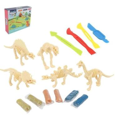 Imagem de Massinha de Modelar 16 Peças com Molde de Dinos Infantil - DDG