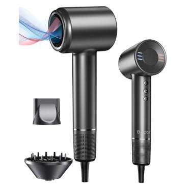 Imagem de Secador de cabelo, secador iônico negativo de 500 milhões com difusor e bocal para secagem rápida, secador de cabelo com motor sem escova de alta velocidade de 120.000 RPM, controle térmico, leve para