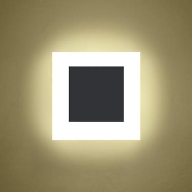 Imagem de Kawell Arandela de parede de LED de acrílico quadrado de 10 W não regulável com fio rígido para quarto, sala de estar, iluminação interna de corredor, 4500K