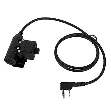 Imagem de Pdflie Adaptador tático push to talk de rádio uv-5r uv5r uv5r U94 de 2 pinos para Walkie Talkie Baofeng Kenwood (preto, civil com fio)