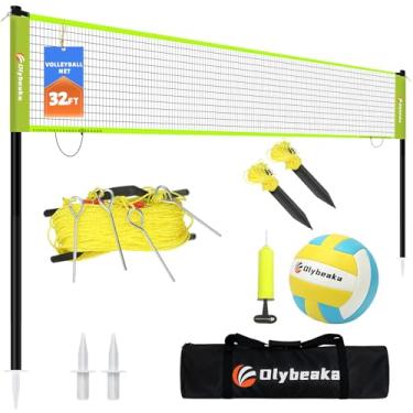 Imagem de Conjunto de rede de voleibol portátil - altura ajustável, rede durável, vôlei e bomba de poliuretano macio, bolsa de transporte - configuração fácil para quintal/praia/parque, ideal para jogos ao ar