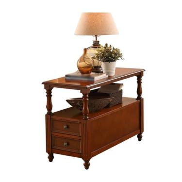 Imagem de Mesa lateral de sofá, aparador lateral, armário de armazenamento, mesa de canto de madeira maciça, mesa lateral, sala de estar, armário de mesa de centro com encaixe simples, armário lateral criativo