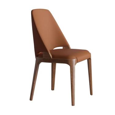 Imagem de Cadeiras para sala de jantar, cadeiras de jantar modernas em couro, pernas de metal, cadeira de cozinha para jantar, sala de estar, cadeiras laterais de quarto, cadeira de jantar (laranja)