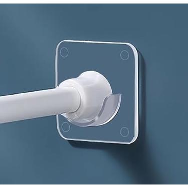 Imagem de Suporte de varão de cortina adesivo, suporte de varão de cortina de tensão transparente, sem perfuração (haste de cortina não incluída) (apenas para hastes de tensão com menos de 2,5 cm de diâmetro em ambas as extremidades) (pacote com 4)