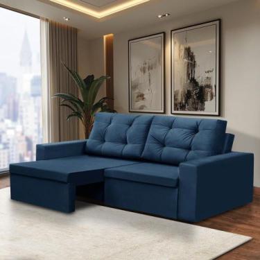 Imagem de Sofá Retrátil 2 Lugares 1,80m Leticia Suede Azul Rover & Beato