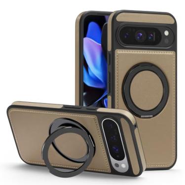 Imagem de HAOMRIYL Capa de couro para Google Pixel 10 Pro XL/10 PRO/10, capa de proteção de anel magnético fina à prova de choque minimalista Business Shell, ouro, 10Pro XL