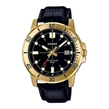 Imagem de Relogio Masculino Casio Dourado com Pulseira de couro Data
