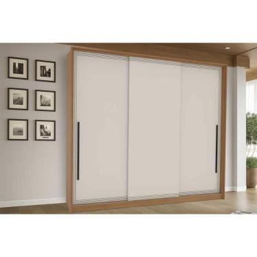 Imagem de Guarda Roupa Casal 3 Portas De Correr E 4 Gavetas Valência Freijo/creme - Politorno