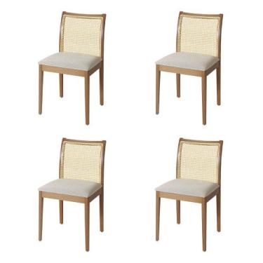 Imagem de Jogo 4 Cadeiras para Jantar Juliana Jequitibá Natural Estrutura em Mad