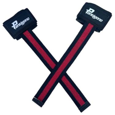 Imagem de Straps Com Munhequeira Acolchoada Pentágono para Musculação em Neoprene 5mm Costura Reforçada (Preto e Vermelho)