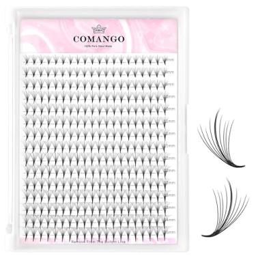 Imagem de CoMango Wispy Pré-fabricados Extensões de cílios 5D 7D 9D Spikes Lash Fans C/D Curly Pointy Stem Volume Extensões de cílios 0,07 mm Base fina Handmade Lash Extensions (preto, 300fans-9D-C-Mix8-15mm)