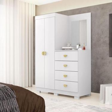 Imagem de Cômoda Roupeiro Allure 2 Portas 4 Gavetas e Espelho Frontal e Rodapé F