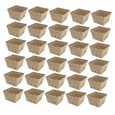 Imagem de ＫＬＫＣＭＳ 30 peças de cestas de frutas vermelhas, recipientes para frutas, vegetais, mini polpa de papel, morango, frutas, cestas de armazenamento para, Marrom