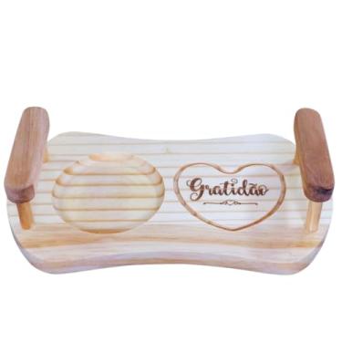 Imagem de Bandeja Gratidão Madeira Pinus c/espaço para servir