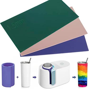 Imagem de 3 peças de envoltório de copo de sublimação, envoltório de copo de silicone, 3 espessuras reutilizáveis de silicone para máquina de prensa de canecas 590 ml, 473 ml, 340 g, envoltório de sublimação de