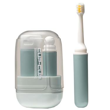 Imagem de Kit de estojo de viagem 3 em 1 para escova de dentes - dobrável com copo de enxaguante bucal, dispensador de pasta de dente, suporte de escova de dentes portátil para acampamento, viagens de negócios