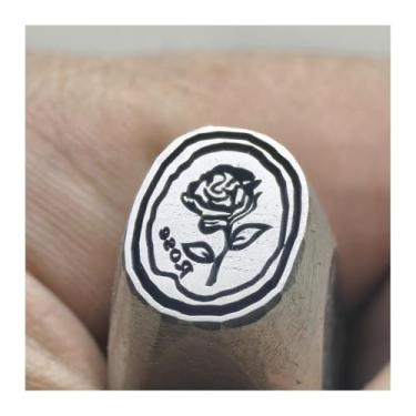 Imagem de Metal stamping Ferramenta de carimbo com padrão de rosa de metal de 10 mm e 13,5 mm, molde de punção de aço carbono esculpido à mão faça você mesmo(13.5mm)