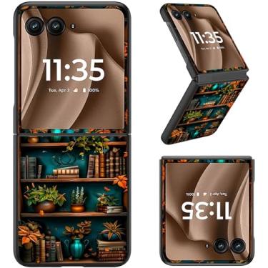 Imagem de RAUEDWDJS Capa para Moto Razr Plus 2025/2024, capa fina rígida de policarbonato capa flip de corpo inteiro resistente à prova de choque para Moto Razr 50 Ultra, estante vintage