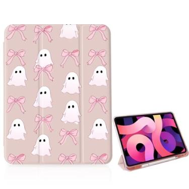 Imagem de Capa com laço fantasma rosa de Halloween para iPad de 11 polegadas (chip A16) 2025 geração 11ª/iPad 11 polegadas 2022 10ª geração com suporte para lápis e hibernar/despertar automático, capa traseira